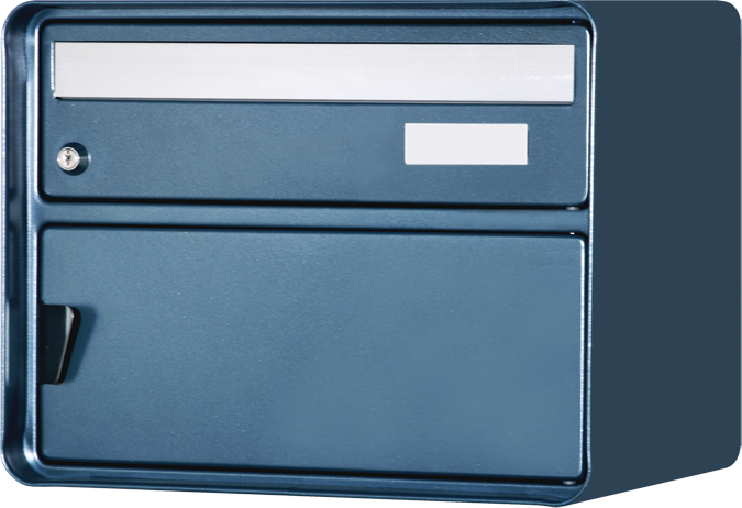 Briefkasten aus Stahl und Aluminium, pulverbeschichtet in ozeangrau